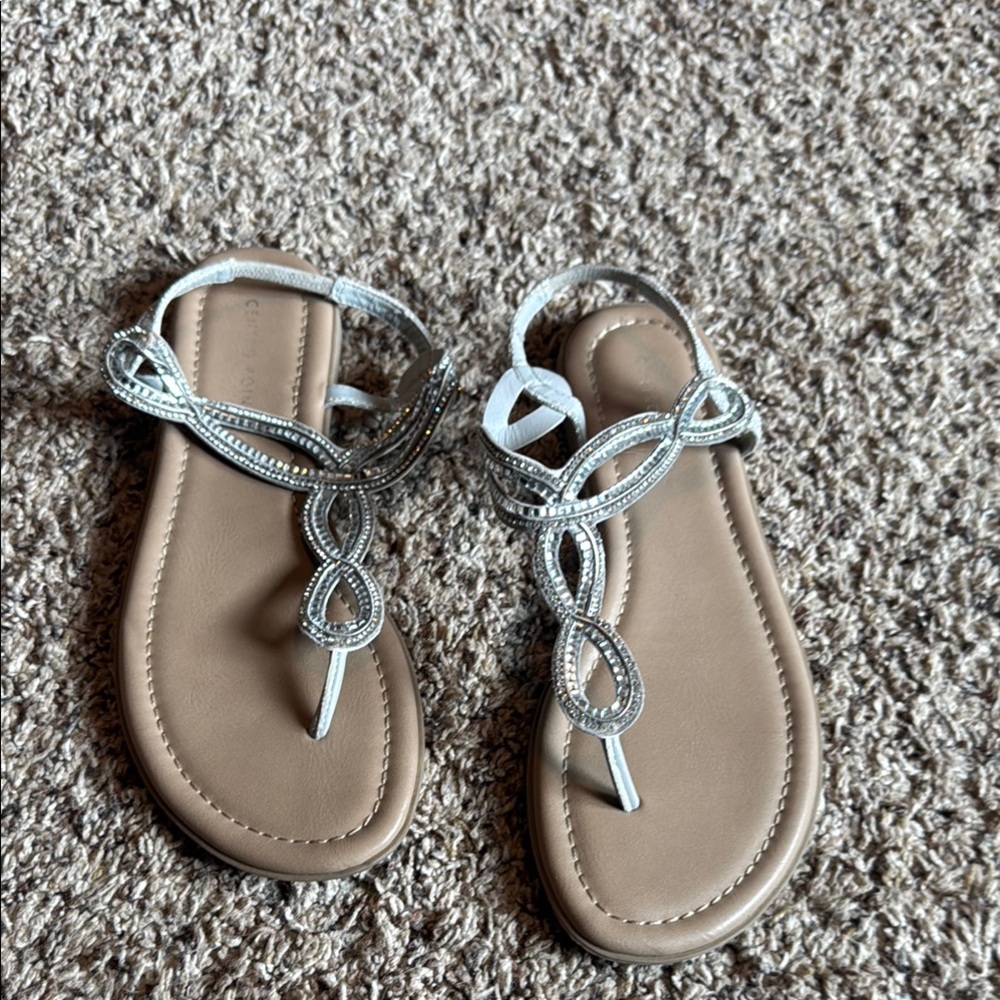 Elegant Silver Beaded Sandals